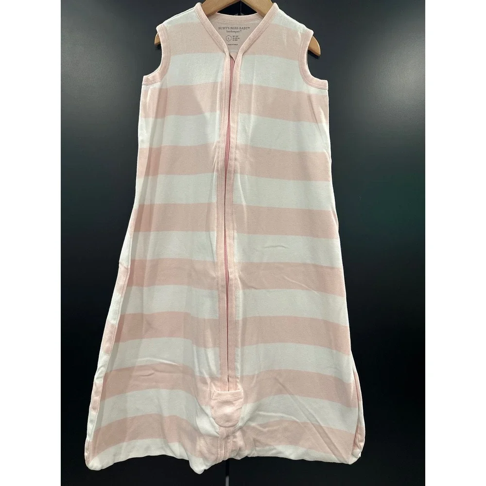 Burts Bees Baby Beekeeper Sleep Sack Pink White Stripe Organic Cotton 12-18M L